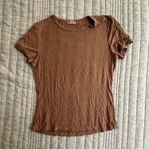 Free People Ribbed Tee in Brown